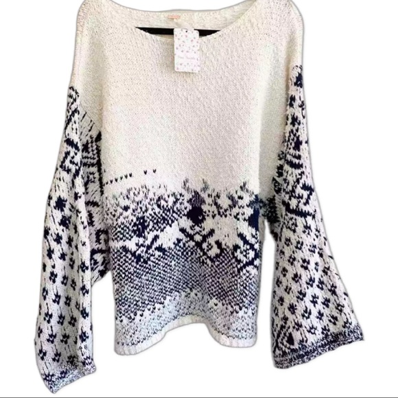 NWT Free People Evening Ivory Combo Oversize sweater small - Picture 4 of 8